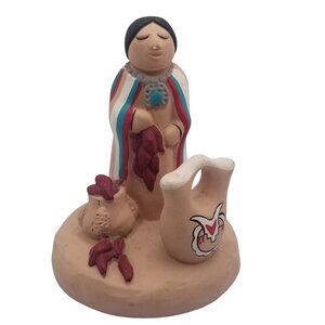 Cleo Teissedre Navajo Storyteller & Wedding Vase Pottery Figurine Signed 1987